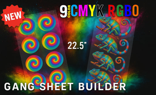 22.5" PREMIUM EXPANDED GAMUT CMYK PLUS RGBO DTF TRANSFERS