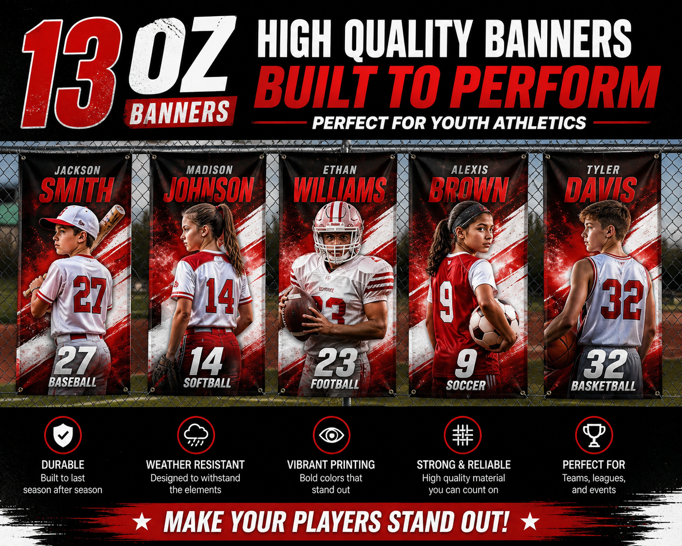 Custom 13oz Full Color Scrim Banners - Durable, Hemmed, Grommeted, & Fast Shipping