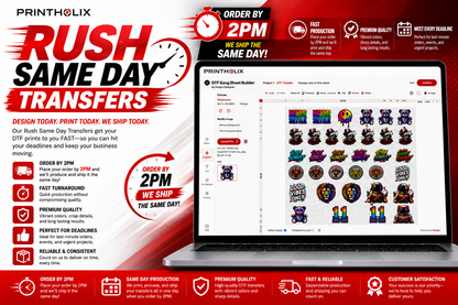 Same-Day Rush DTF Transfers MON-FRI 3pm cutoff 22.5" Gang Sheet Builder