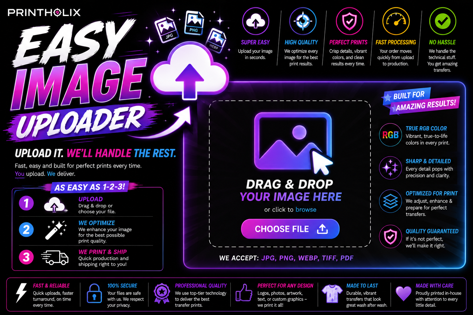 Easy DTF Transfers – Upload Your Design, Choose Your Size, We Handle the Rest