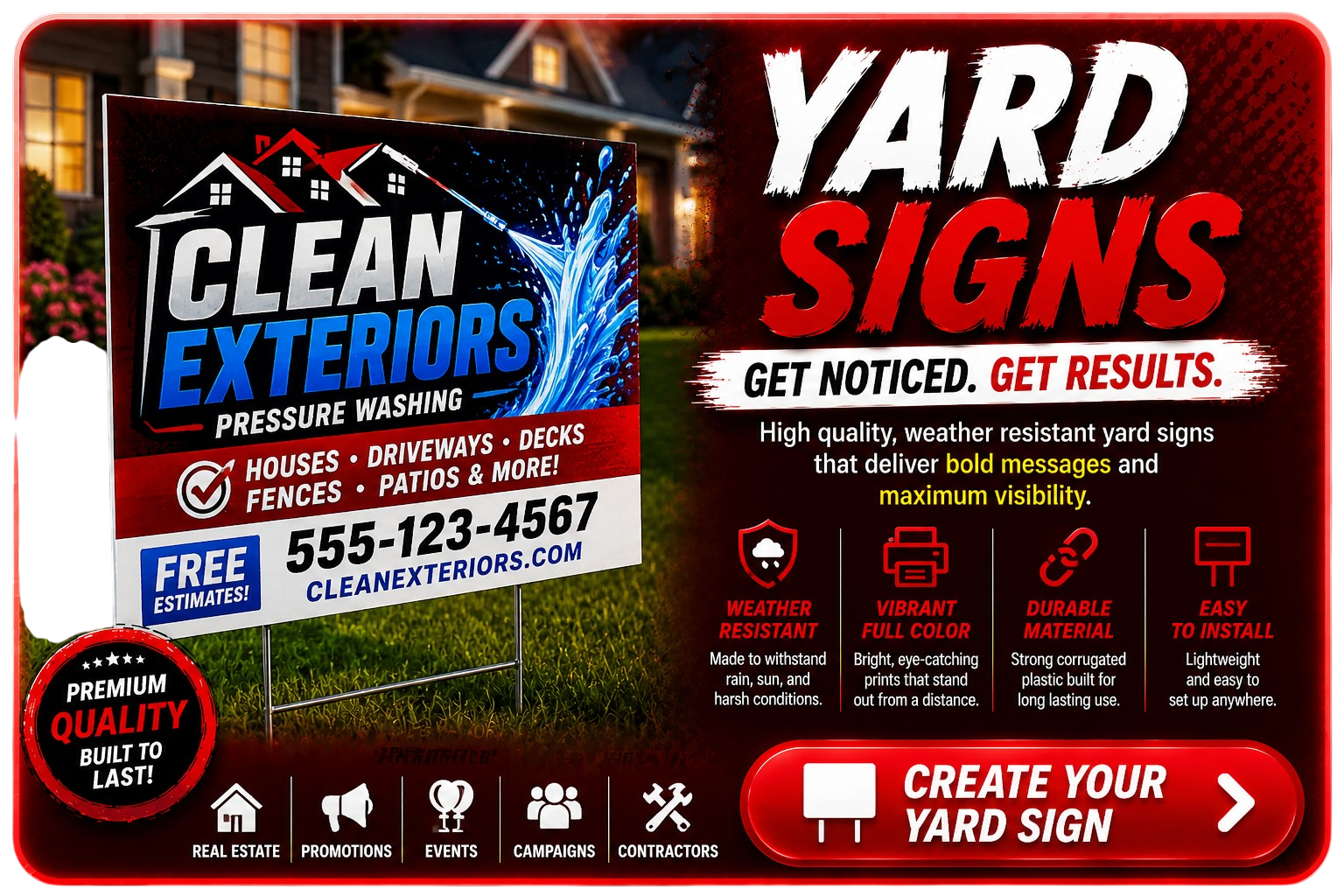 Yard Signs Full color includes stakes (qty 10)