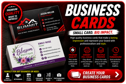 3.5" x 2" Wholesale Business Cards 16pt thickness Single or Double Sided.
