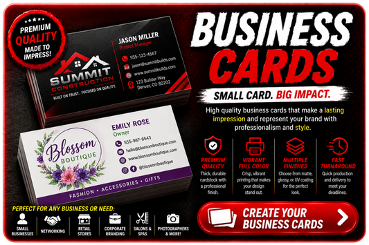 3.5" x 2" Wholesale Business Cards 16pt thickness Single or Double Sided.