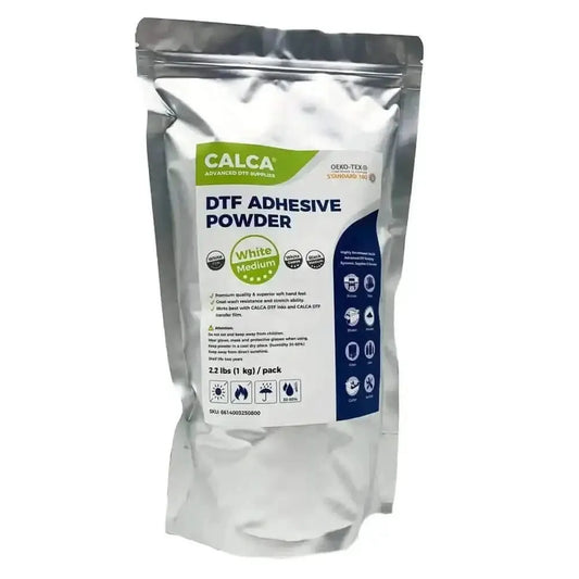 CALCA Direct to Film TPU DTF Powder, Digital Transfer Hot Melt Adhesive Powder (2.2lbs Pack, 35.2oz, Medium, White) - PRINTHOLIX