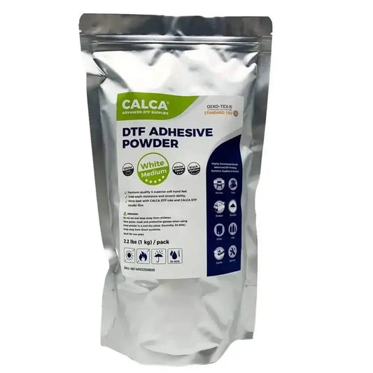 CALCA Direct to Film TPU DTF Powder, Digital Transfer Hot Melt Adhesive Powder (2.2lbs Pack, 35.2oz, Medium, White) - PRINTHOLIX
