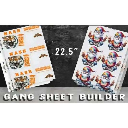 22.5-inch DTF Gang Sheet Builder for high-quality Direct-to-Film printing, featuring unique custom designs for creative freedom.