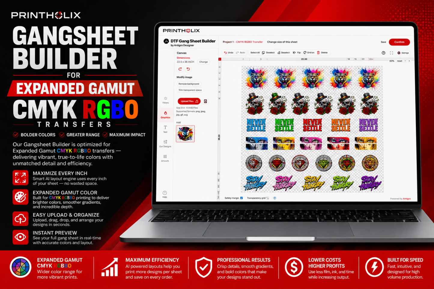 22.5" PREMIUM EXPANDED GAMUT CMYK PLUS RGBO DTF TRANSFER