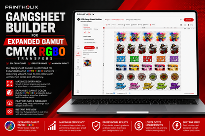 22.5" PREMIUM EXPANDED GAMUT CMYK PLUS RGBO DTF TRANSFER